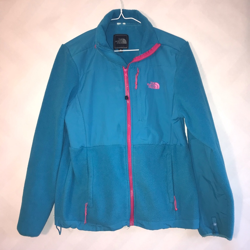 North face fleece zip up blue jacket medium